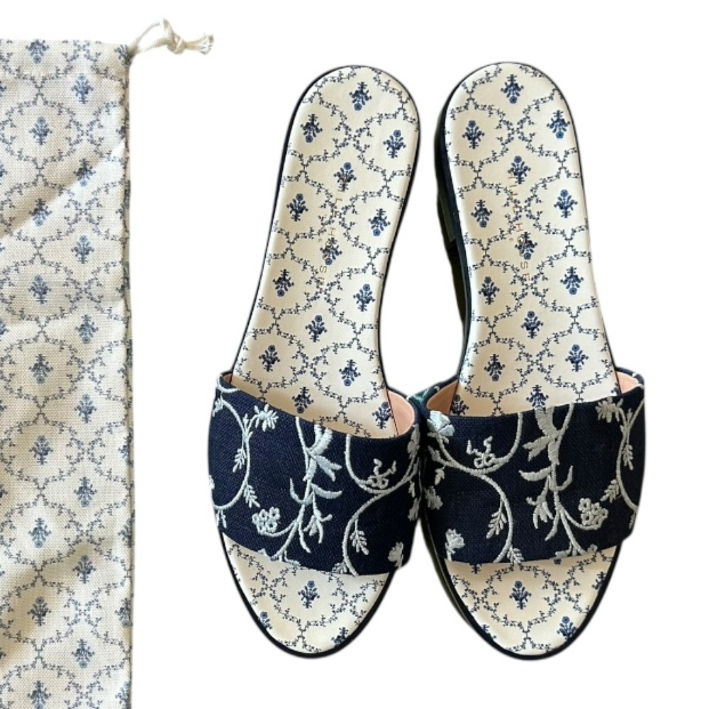 Hill House Summer Slide in Blue Botanical Embroidery